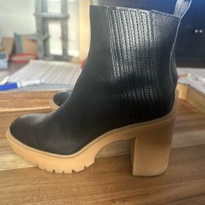 Dolce Vita Black Heeled Boots with Tan Sole